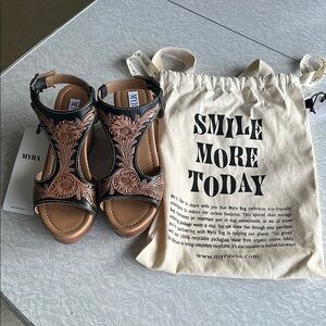 Myra Talitha Western Hand Tooled Wedges